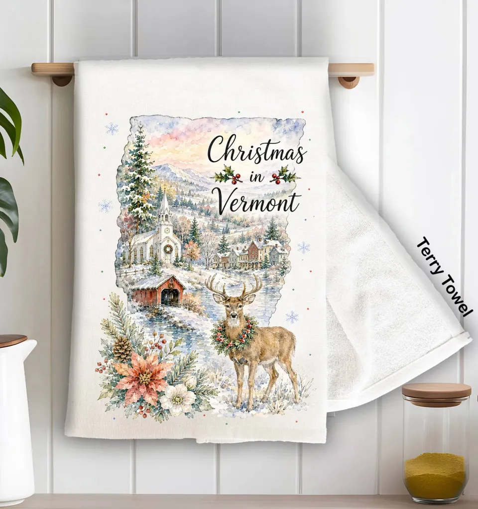 Avery Lane Gifts Christmas in Vermont køkkenhåndklæde terry bomuld