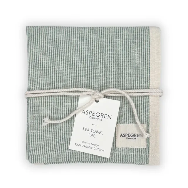 AspEgren Pinstripe viskestykke Spinach 50x70 økologisk