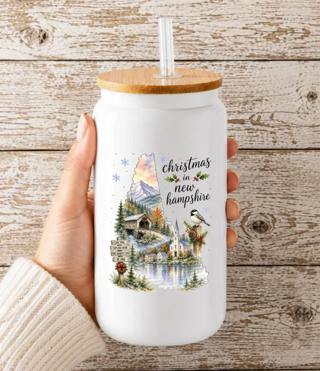 Avery Lane Christmas New Hampshire drikkeglas 16oz med låg hvid