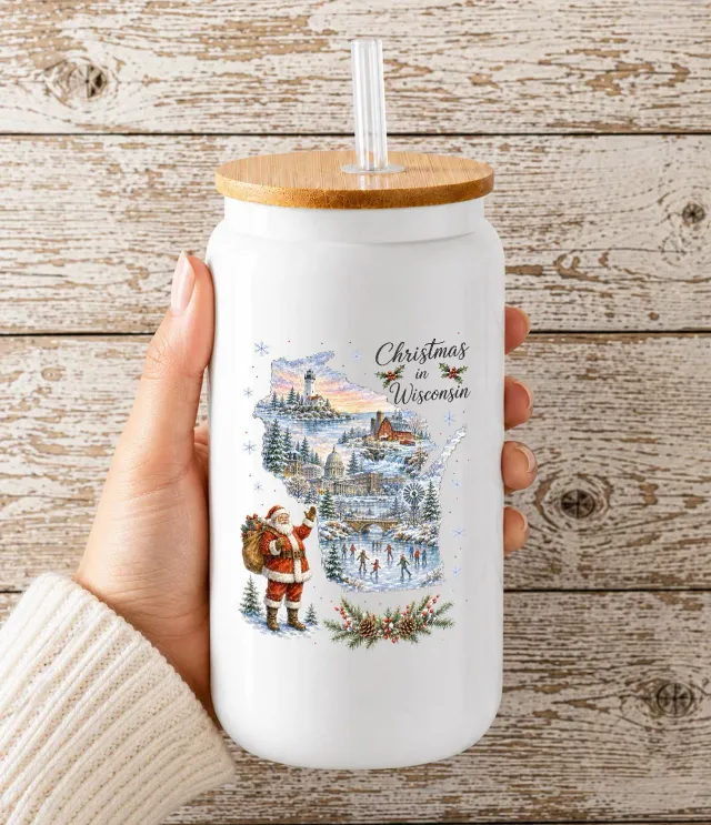 Avery Lane Gifts Christmas Wisconsin glaskop 47cl hvid jul