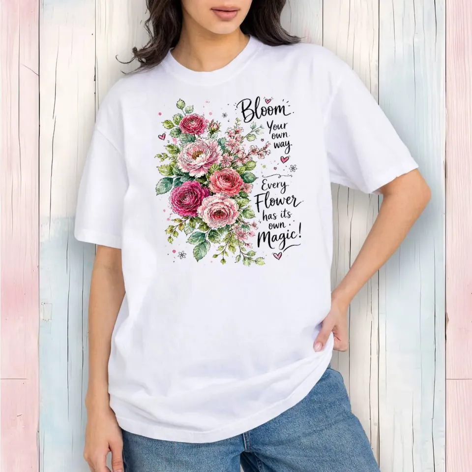 Avery Lane Gifts Bloom Your Own Way t-shirt hvid bomuld