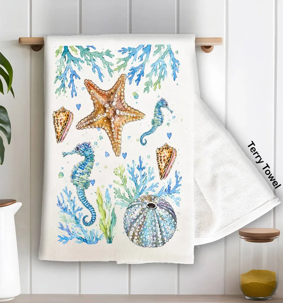 Avery Lane Gifts Coastal Blue viskestykke bomuld 71x46 cm