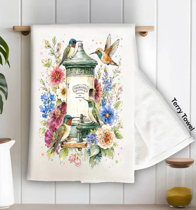 Avery Lane Gifts Hummingbirds viskestykke bomuld terry