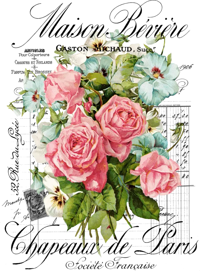Avery Lane Gifts Vintage French Garden plakat roser Paris