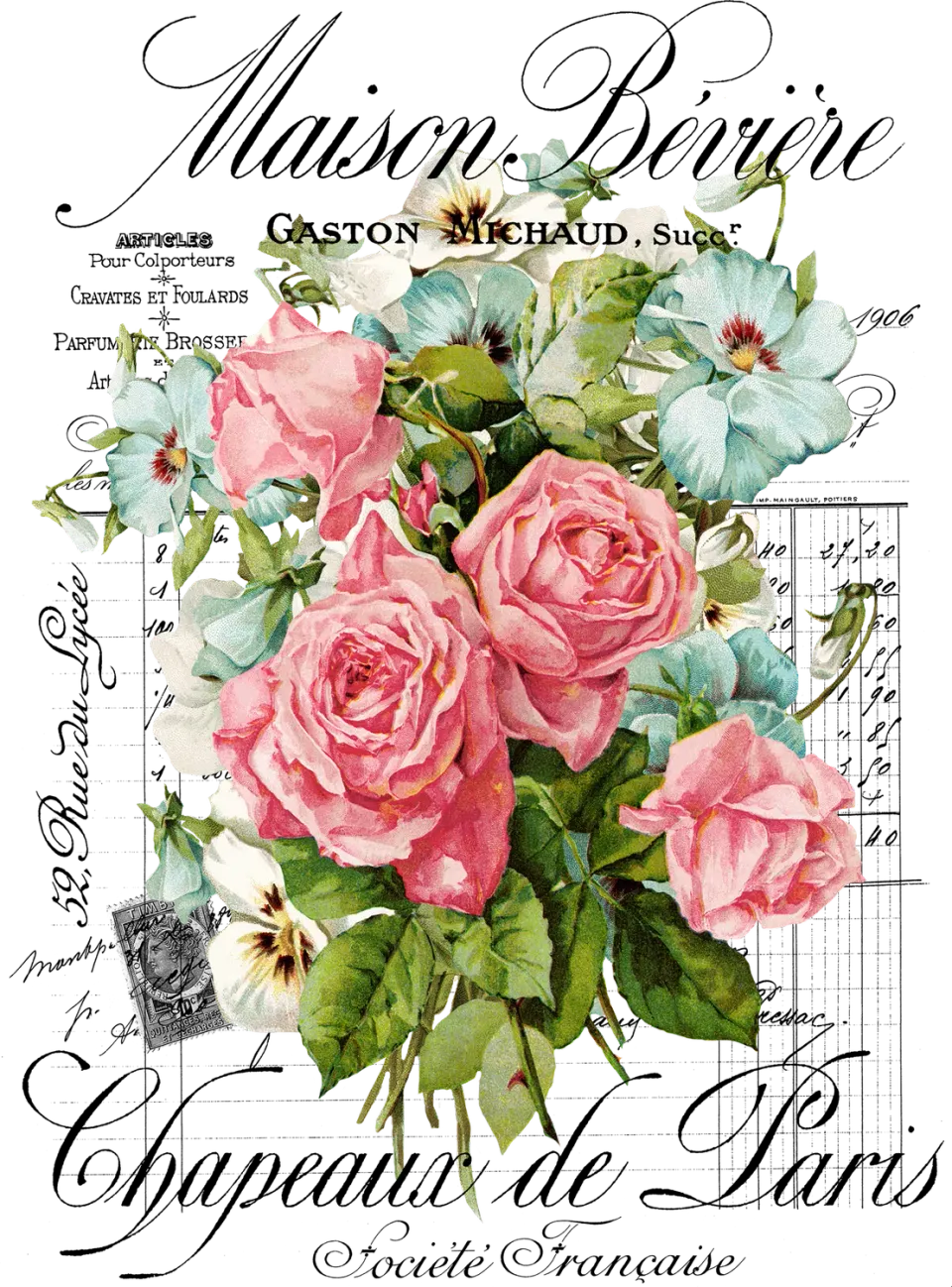 Avery Lane Gifts Vintage French Garden plakat roser Paris