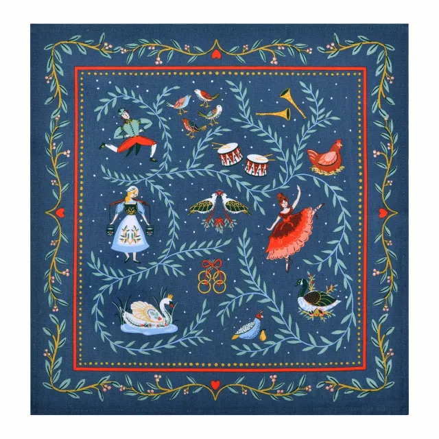 Ulster Weavers 12 Days of Christmas stofservietter blå 2-pak
