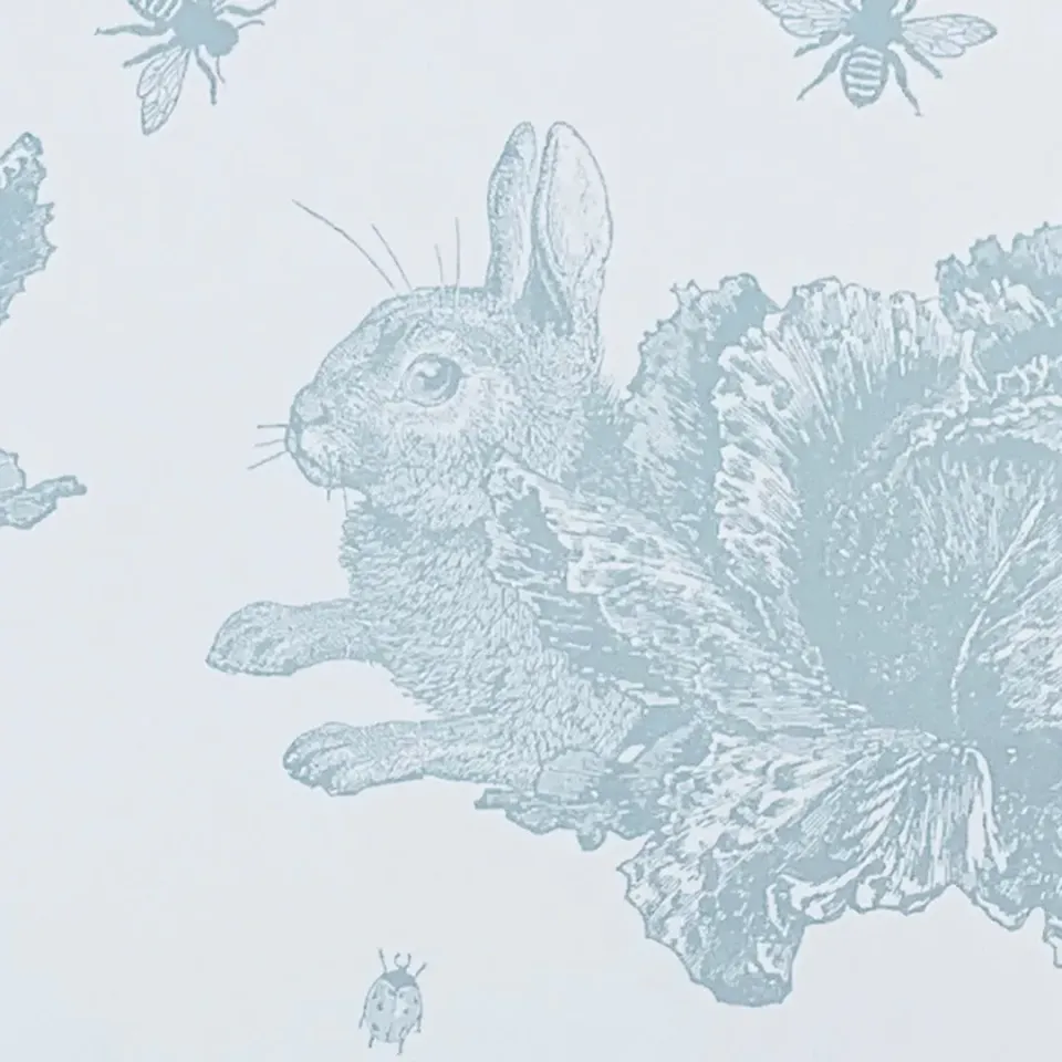 Thornback & Peel Rabbit & Cabbage tapetprøve blå