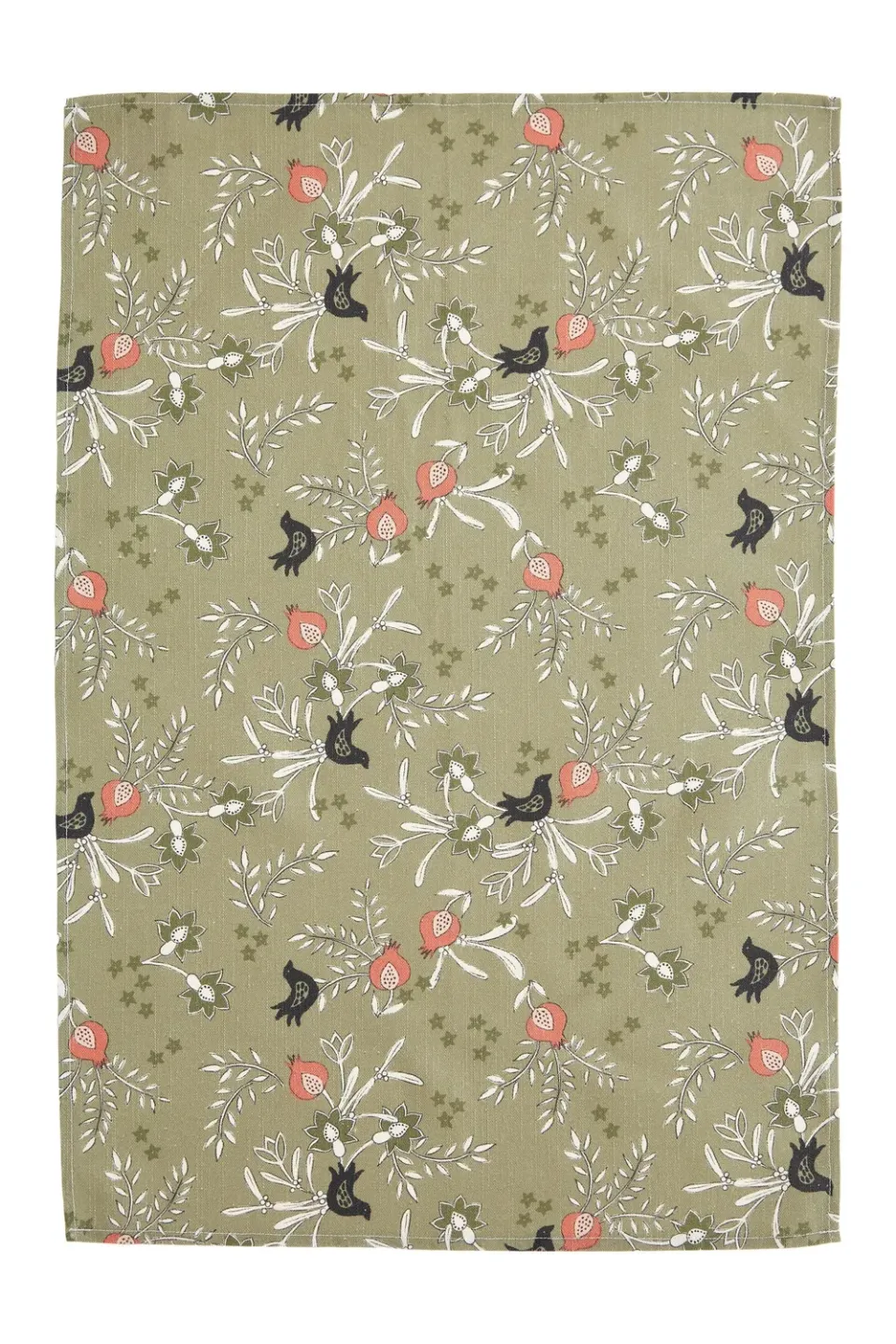 Coucke Khaki Pomegranates viskestykke kaki 50x75 bomuld-hør