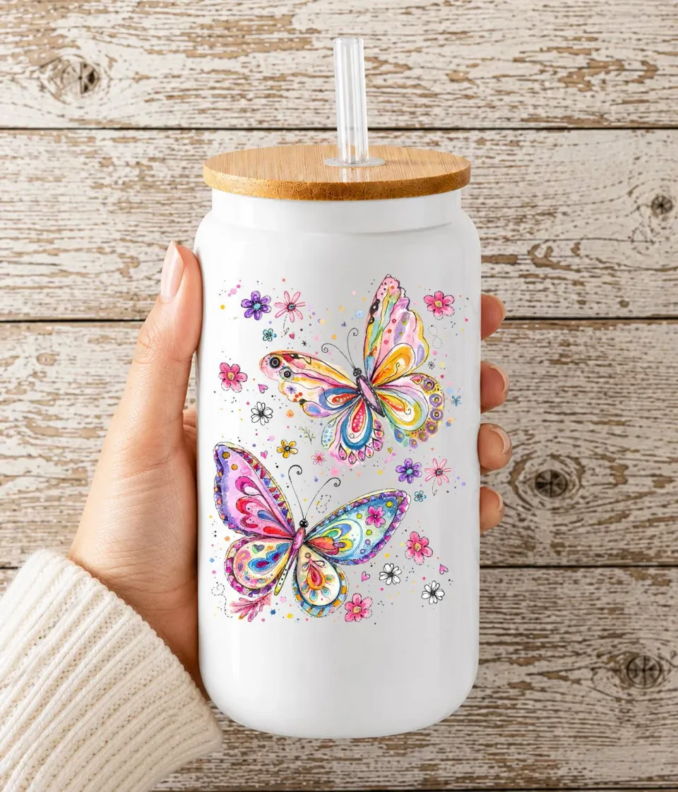 Avery Lane Gifts Butterflies glaskop glas 473 ml med låg