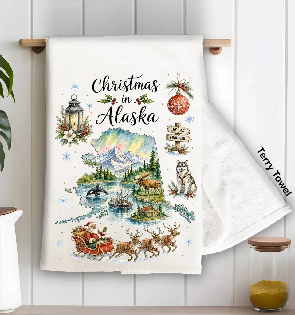 Avery Lane Gifts Christmas Alaska viskestykke bomuld 71x46 cm