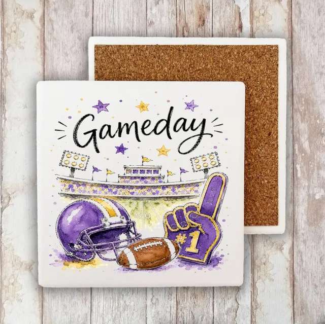 Avery Lane Gifts Gameday Football bordskåner sten lilla/guld
