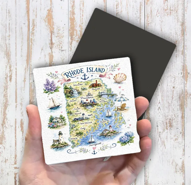 Avery Lane Gifts Rhode Island køleskabsmagnet kort 10 cm