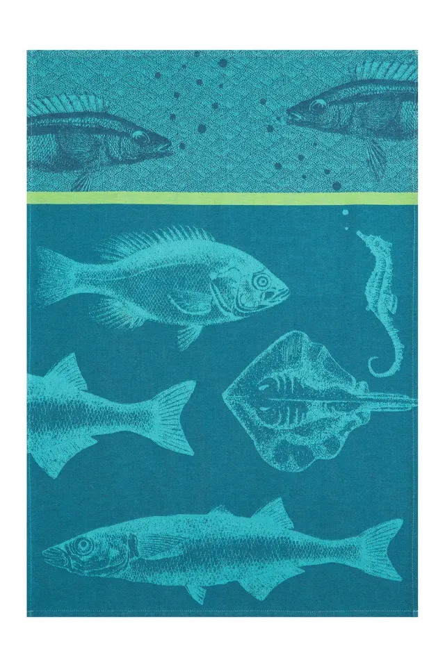 Coucke School of Fish viskestykke blå 50x75 bomuld