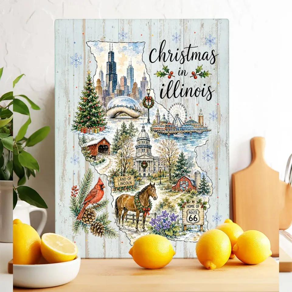 Avery Lane Gifts Christmas Illinois skærebræt glas 28x38 cm