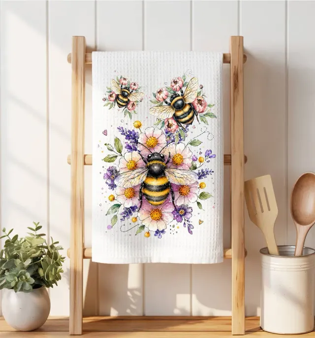 Avery Lane Gifts Whimsical Bees vaffelklud mikrofiber 41x36