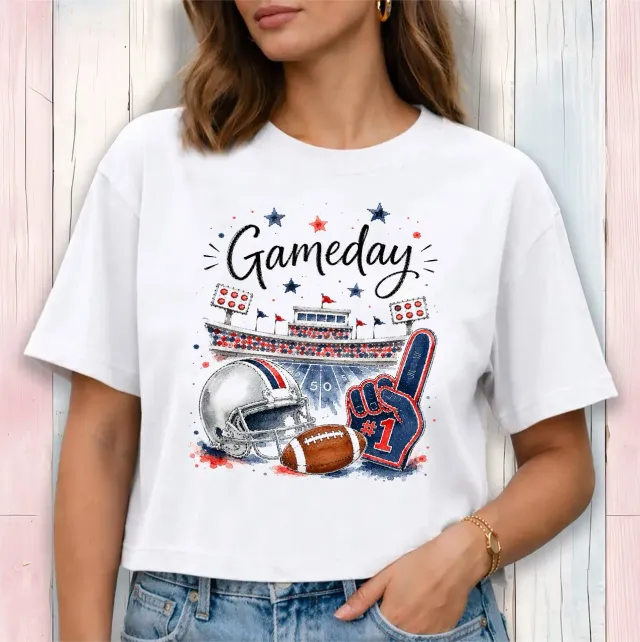 Avery Lane Gifts Gameday Football cropped t-shirt hvid bomuld