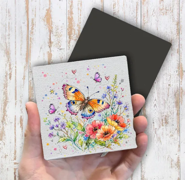 Avery Lane Gifts Butterflies køleskabsmagnet 10x10 cm blomster