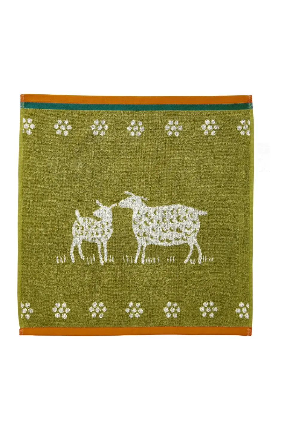 Coucke Sheep Jacquard håndklæde grøn 50x50 bomuld