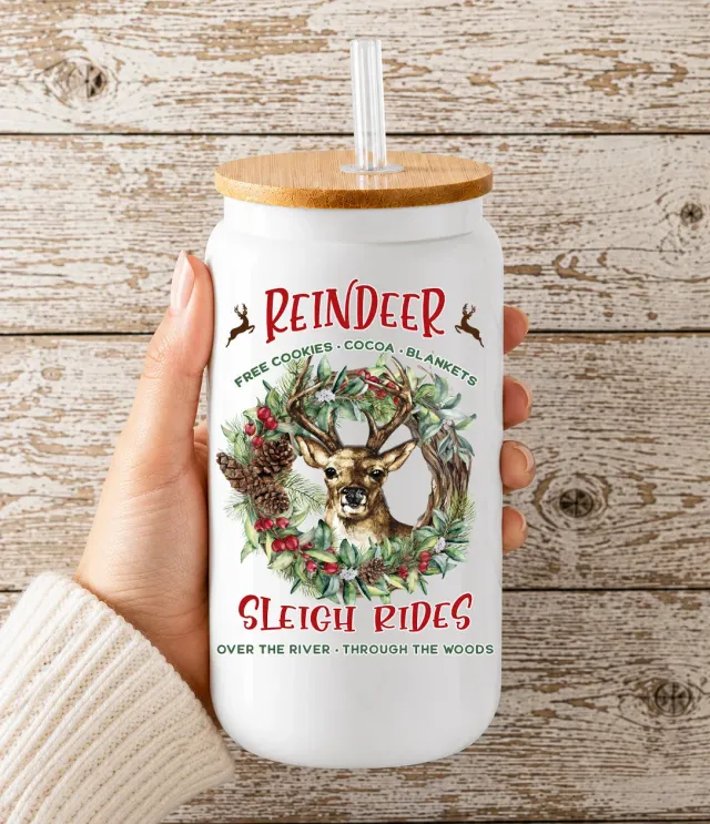 Avery Lane Gifts Christmas Reindeer drikkeglas 473 ml med låg