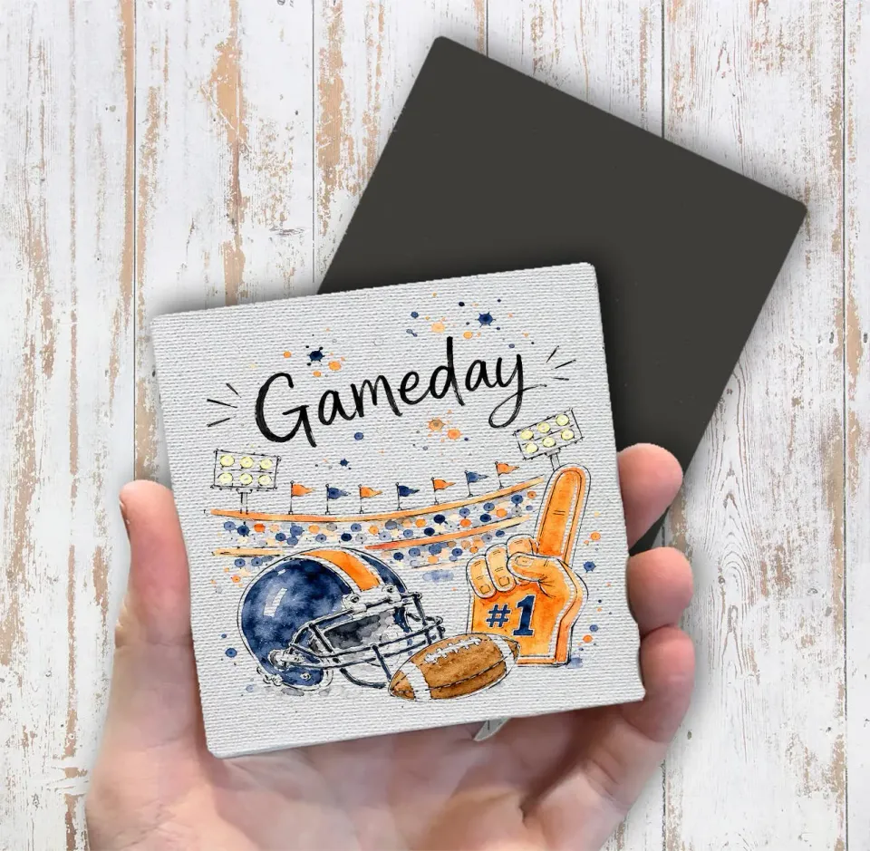 Avery Lane Gifts Gameday Football køleskabsmagnet navy-orange