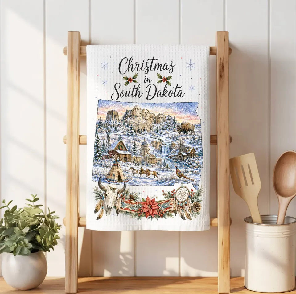 Avery Lane Gifts Christmas South Dakota State Map vaffelklud 41x36 cm