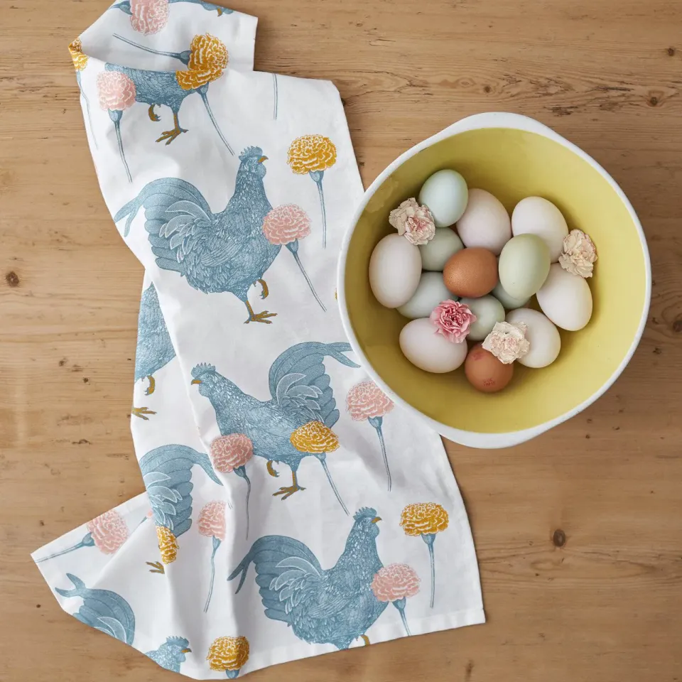 Thornback & Peel Chicken & Carnation viskestykke 47x77 bomuld