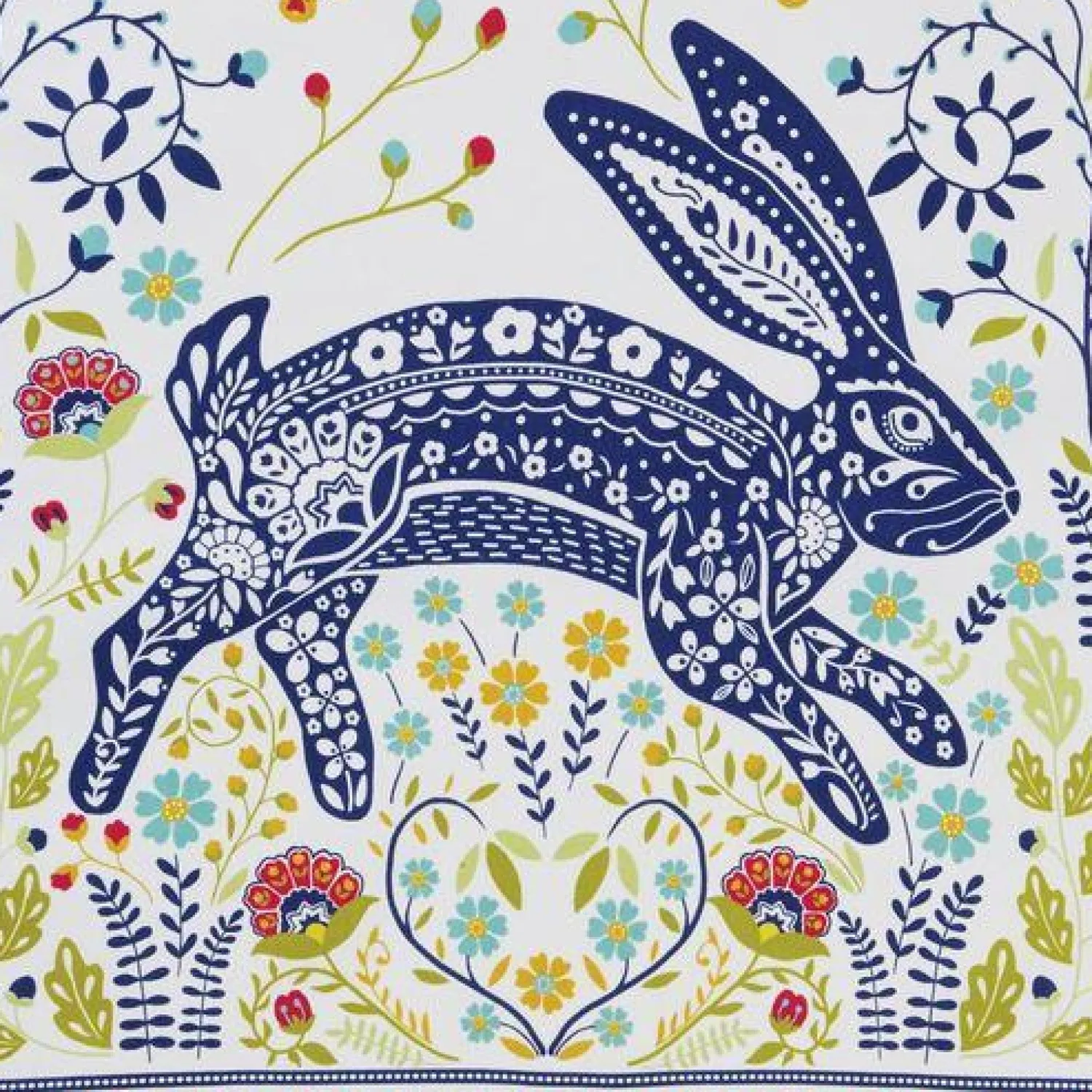 Ulster Weavers Woodland Hare viskestykke blå bomuld