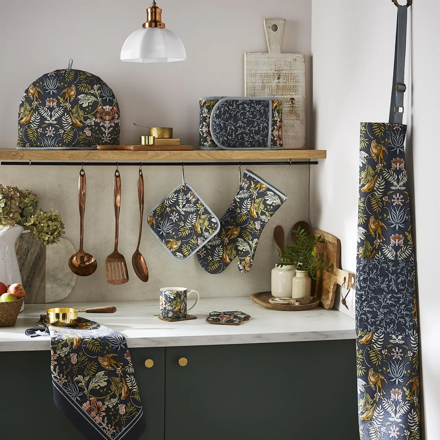 Ulster Weavers Finch & Flower ovnhandsker 2-pak navy bomuld