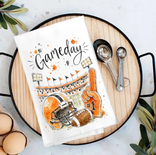 Avery Lane Gifts Gameday Football Orange Black viskestykke bomuld