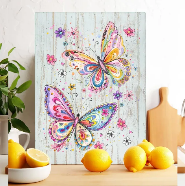 Avery Lane Butterflies skærebræt glas 28x38 sommerfugle