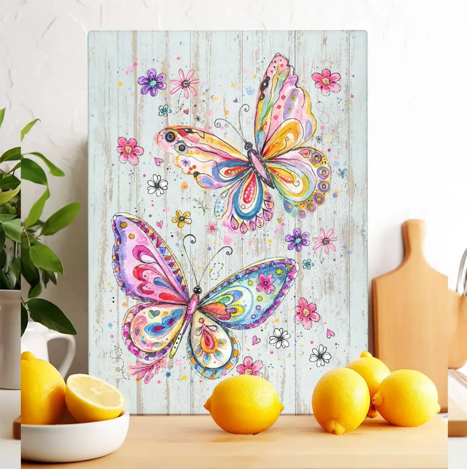 Avery Lane Butterflies skærebræt glas 28x38 sommerfugle
