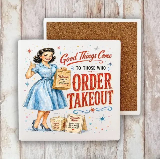 Avery Lane Gifts Good Things Order Takeout glasbrik sten 10x10 cm