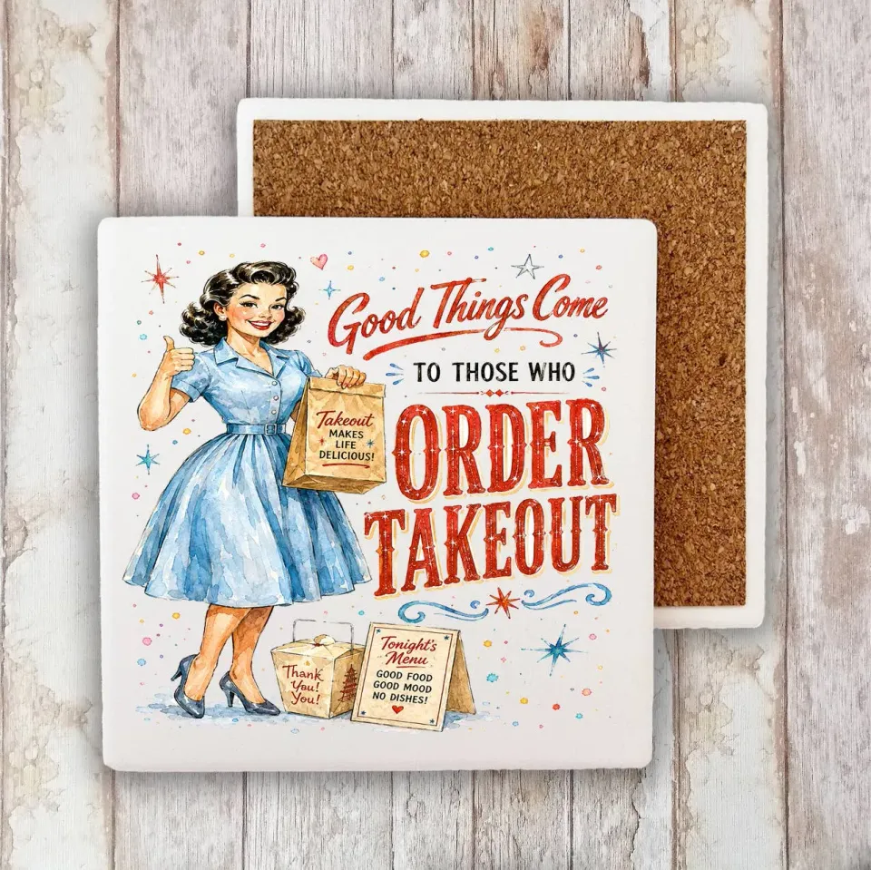 Avery Lane Gifts Good Things Order Takeout glasbrik sten 10x10 cm