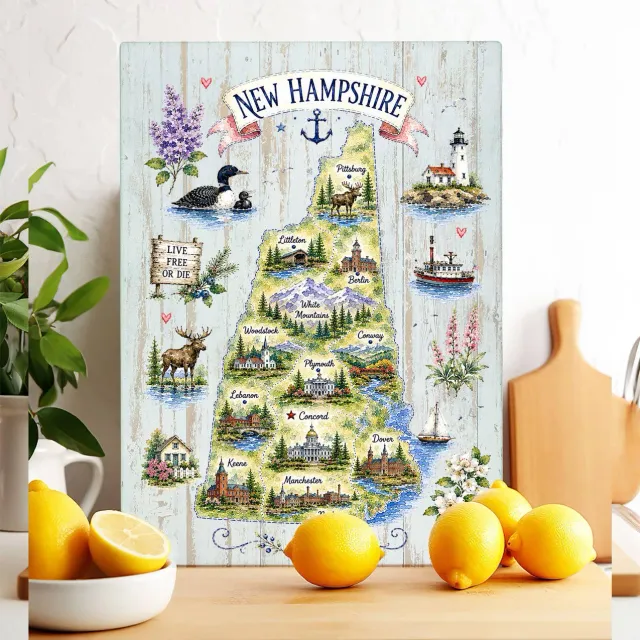 Avery Lane Gifts New Hampshire skærebræt glas 28x38 cm