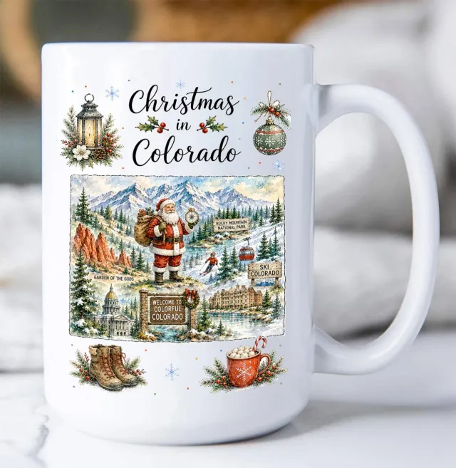 Avery Lane Gifts Christmas in Colorado State Map krus 44 cl keramik