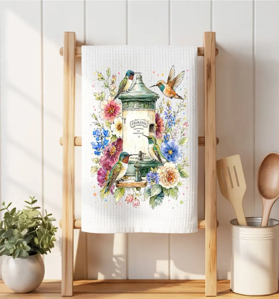 Avery Lane Gifts Hummingbird vaffel mikrofiberklud 40x35 blomster