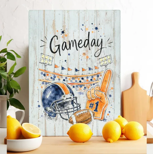 Avery Lane Gifts Gameday Football skærebræt glas navy 20x28 cm