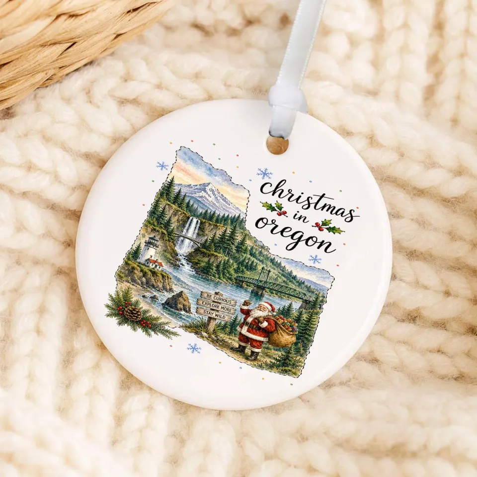 Avery Lane Gifts State Map Christmas in Oregon juleophæng 7,6 cm