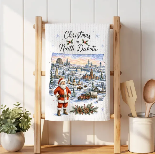 Avery Lane Gifts Christmas North Dakota viskestykke vaffel 41x36
