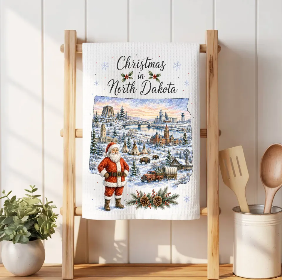 Avery Lane Gifts Christmas North Dakota viskestykke vaffel 41x36