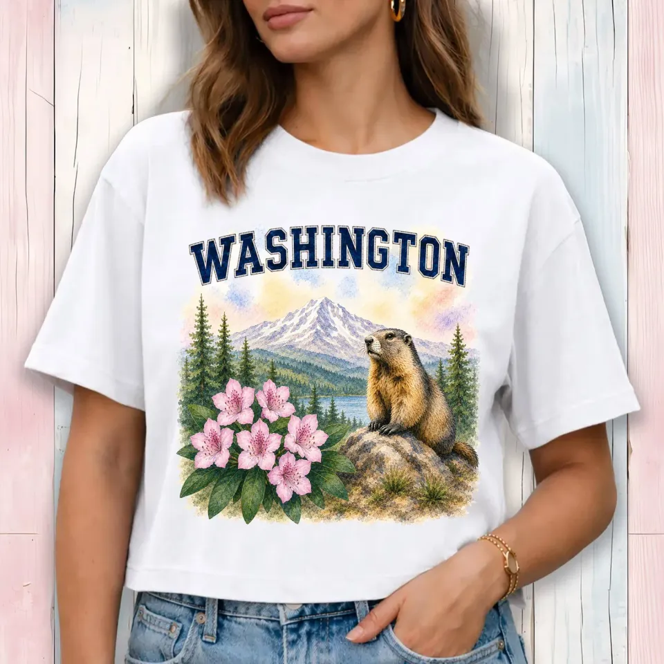 Avery Lane Gifts Washington State Bird cropped t-shirt hvid bomuld