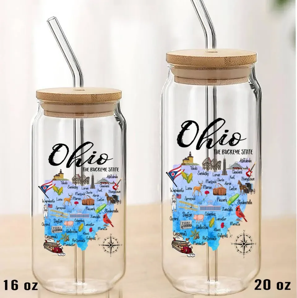 Avery Lane Gifts Ohio State Map can glas