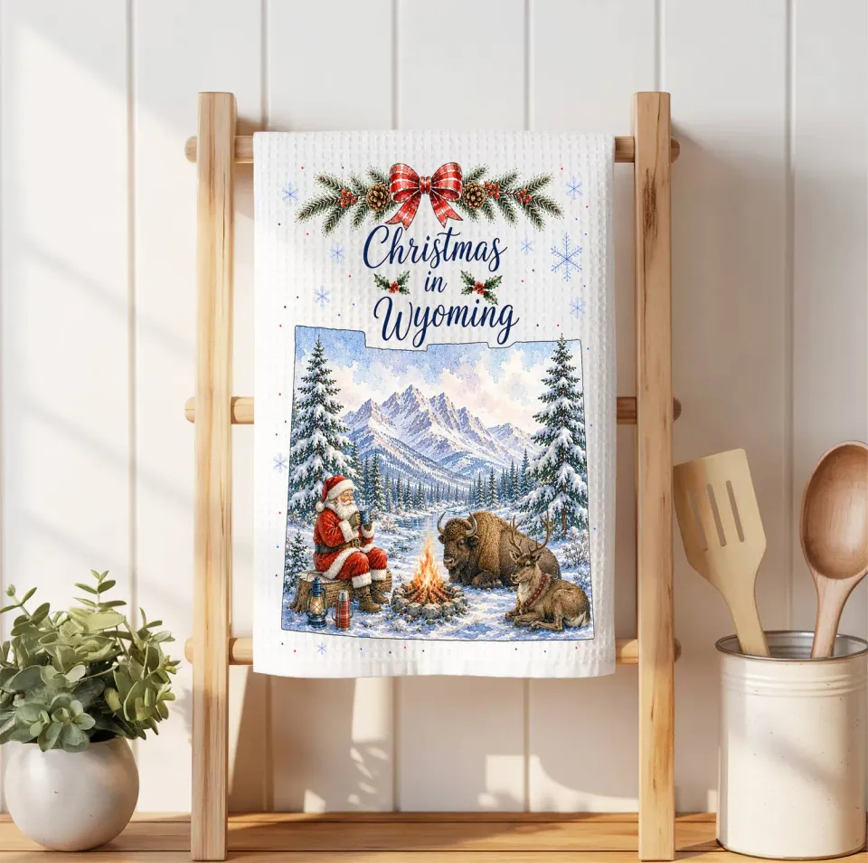 Avery Lane Gifts Christmas Wyoming viskestykke vaffelvævet