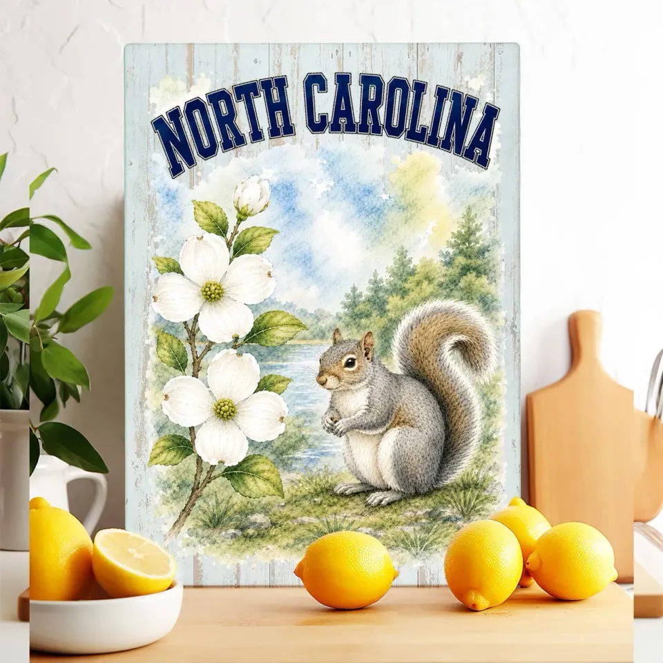 Avery Lane Gifts North Carolina skærebræt glas 28x38