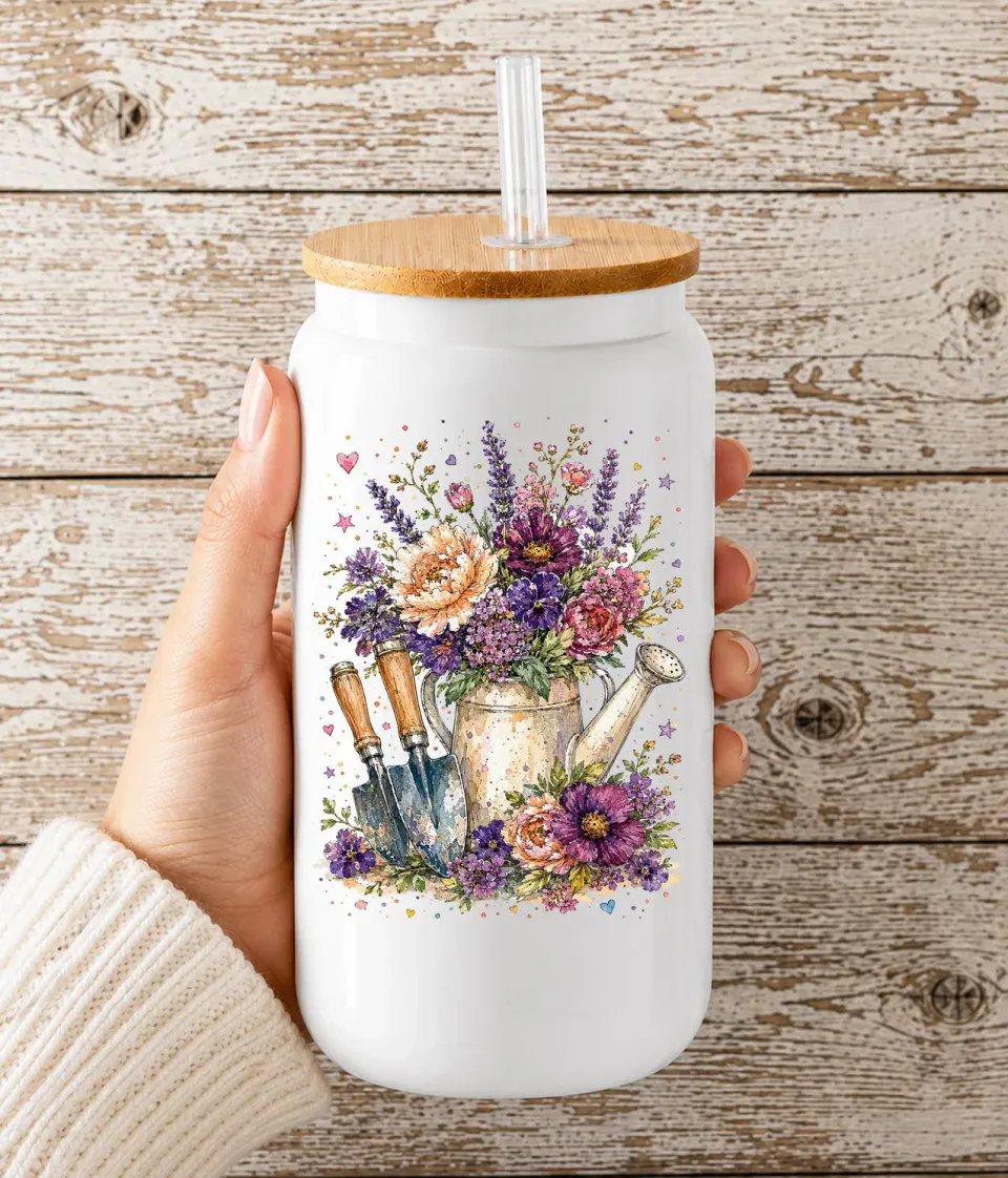 Avery Lane Gifts Watering Can Garden glas med låg 473 ml