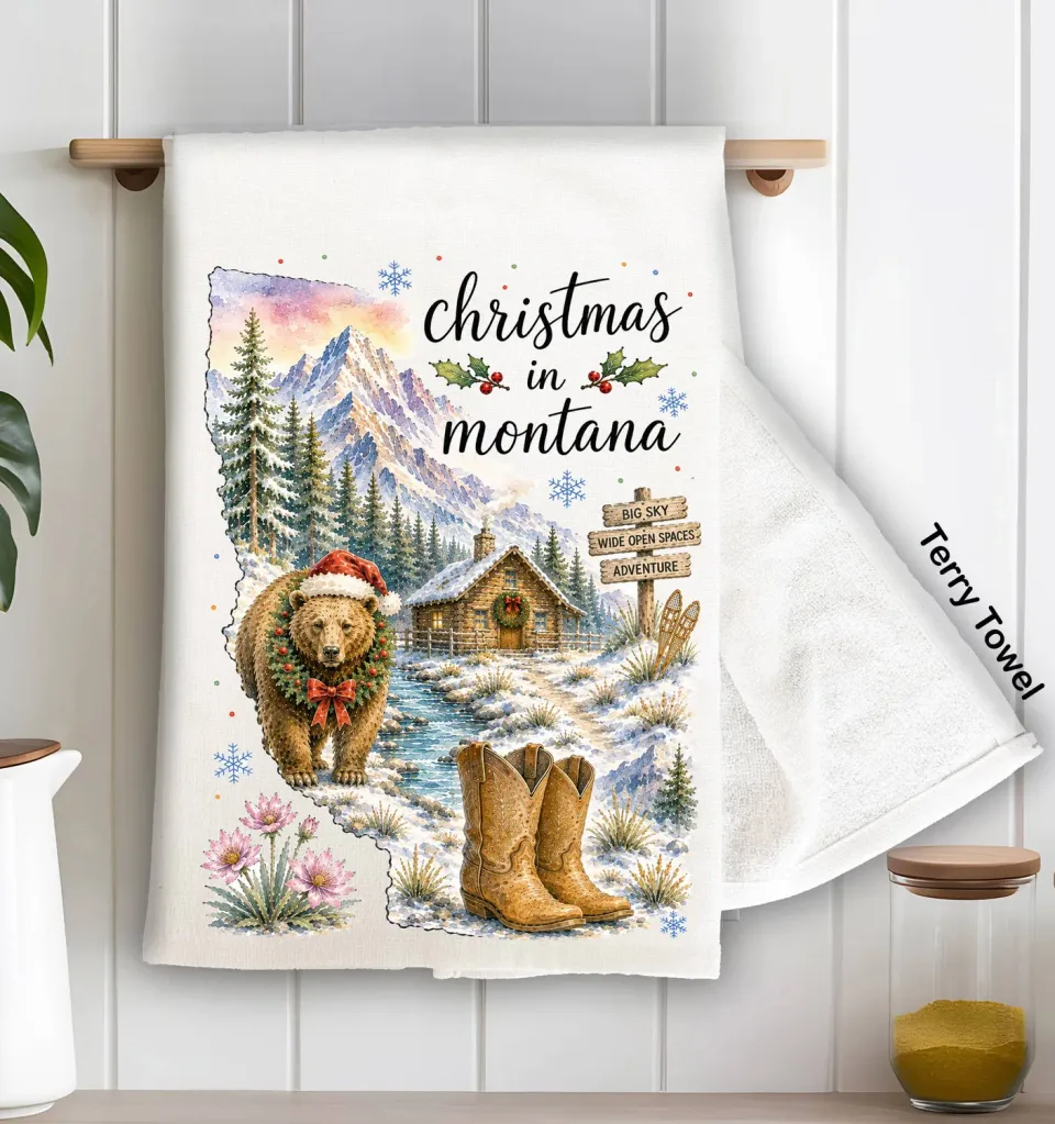 Avery Lane Gifts Christmas in Montana køkkenhåndklæde 71x46 terry