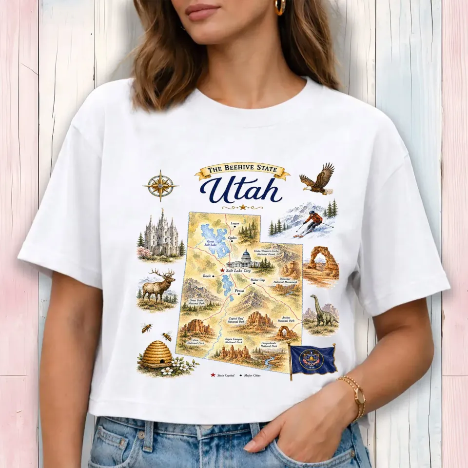 Avery Lane Gifts Utah Cropped T-shirt hvid bomuld