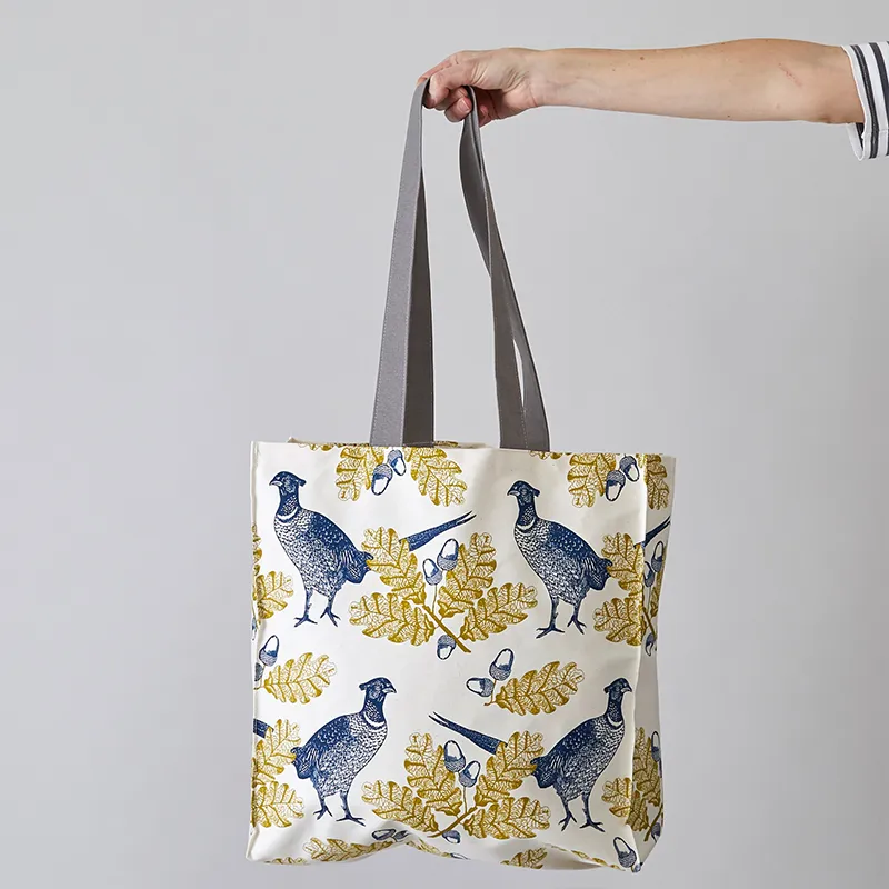 Thornback & Peel Pheasant & Oak Tote Bag mulepose canvas