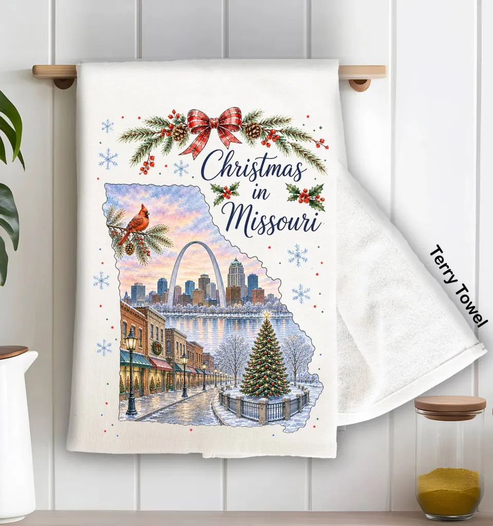 Avery Lane Gifts Christmas Missouri State Map viskestykke jul