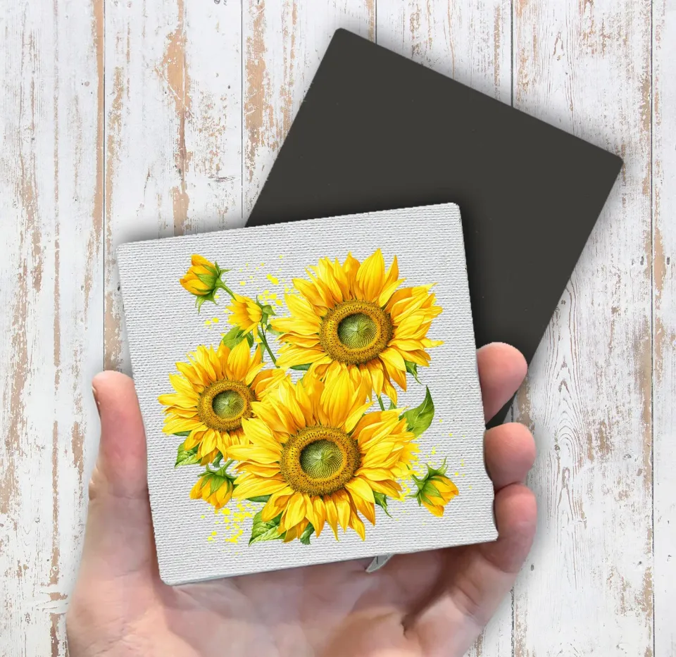 Avery Lane Gifts Sunflowers køleskabsmagnet 10x10 cm lærred